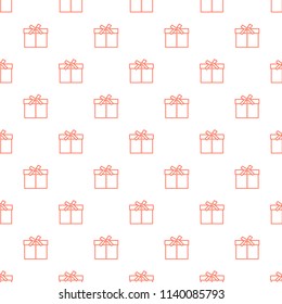 Seamless pattern with gifts boxes, bandaged with ribbons and bow.