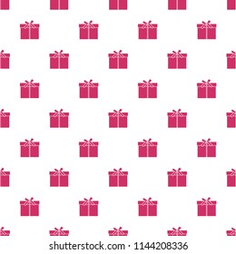 Seamless pattern with gifts boxes, bandaged with ribbons and bow.