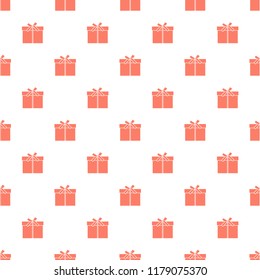 Seamless pattern with gifts boxes, bandaged with ribbons and bow.