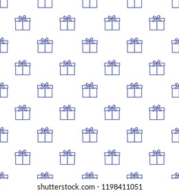Seamless pattern with gifts boxes, bandaged with ribbons and bow.