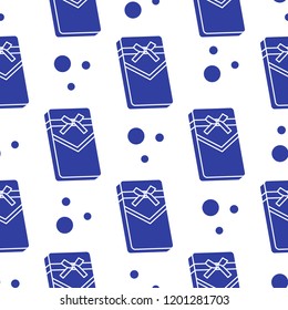 Seamless pattern with gifts boxes, bandaged with ribbons and bow.