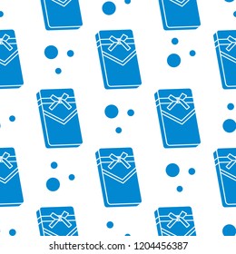 Seamless pattern with gifts boxes, bandaged with ribbons and bow.