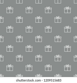 Seamless pattern with gifts boxes, bandaged with ribbons and bow.