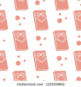 Seamless pattern with gifts boxes, bandaged with ribbons and bow.