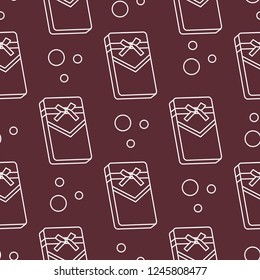 Seamless pattern with gifts boxes, bandaged with ribbons and bow.