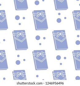 Seamless pattern with gifts boxes, bandaged with ribbons and bow.