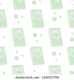 Seamless pattern with gifts boxes, bandaged with ribbons and bow.