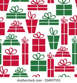 Seamless pattern with gifts on a white background. Vector illustration