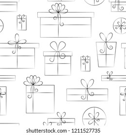 Seamless pattern  of gifts Scandinavian style