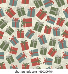 Seamless pattern with gifts-vector illustration. Box original texture.Vintage retro style.