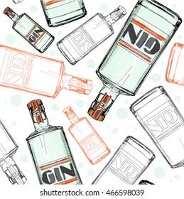 Seamless pattern with gin