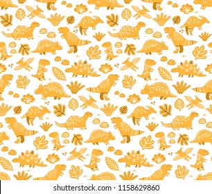 seamless pattern with ginger cookies dinosaurs for your design project, wallpaper, textile fabric or wrapping paper. 