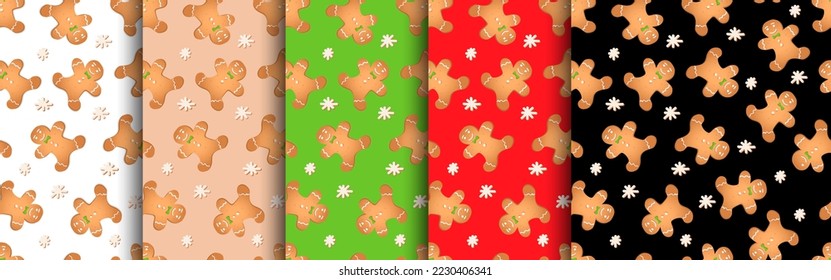 Seamless pattern with ginger cookies. Gingerbread man.