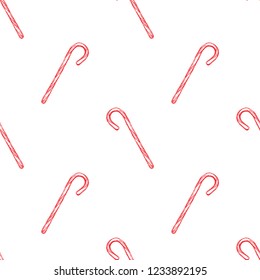 Seamless pattern with ginger cookies and sweet candy. Sketch
