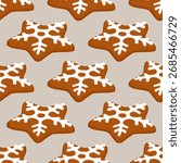 Seamless pattern with gingerbread cookies - hand drawn vector illustration.