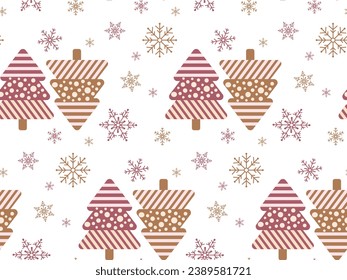 Seamless pattern of gingerbread cookies with icing in the shape of Christmas trees. Vector background. Flat style