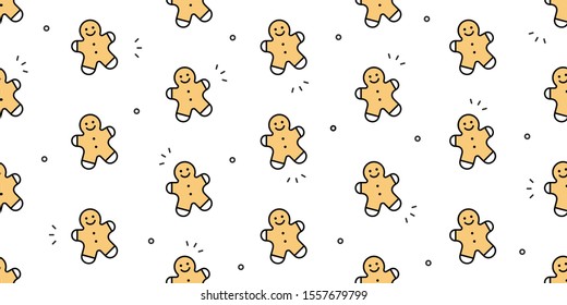 Seamless pattern with gingerbread man Cookies. Isolated on White background