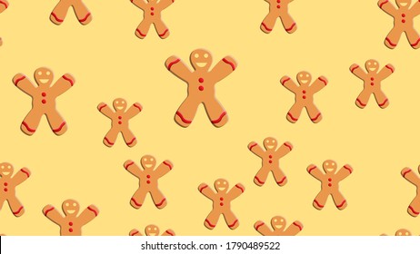 Patrón sin inconvenientes con el hombre de pan de jengibre y la mujer Cookies. De vacaciones, marrón.