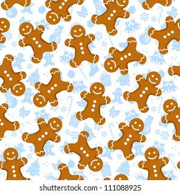 seamless pattern with gingerbread men and Christmas icons (JPEG available in my gallery)