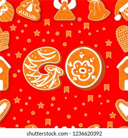 Seamless pattern gingerbread  Vector illustration. Alphabet textures. Go. Lettering.