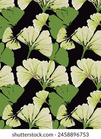 Seamless pattern of gingko leaf. An endless pattern of green leaves. For wrapping paper. Ideal for wallpaper, surface textures, textiles.