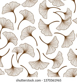 Seamless pattern with gingko leaves ornate on white background