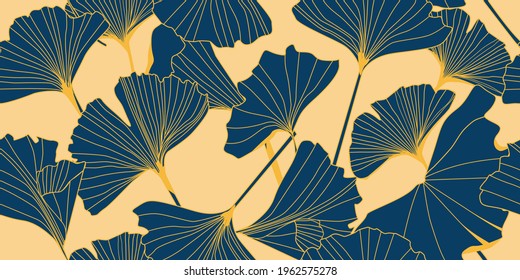 seamless pattern with gingko leaves, vector design for paper, fabric and other surface