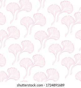 Seamless pattern with Ginkgo biloba, delicate wedding flowers.