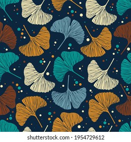 Seamless Pattern Ginkgo Biloba  design for wallpaper, clothing, wrapping, fabric