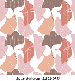 Seamless pattern  ginkgo biloba design for background, wallpaper, clothing, wrapping, fabric,Seamless pattern and background with spring ginkgo leaves. Seamless modern floral illustration