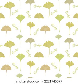Seamless pattern ginkgo biloba. Flat style. Vector illustration 