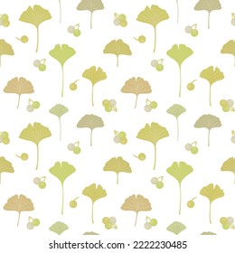 Seamless pattern ginkgo biloba. Flat style. Vector illustration 