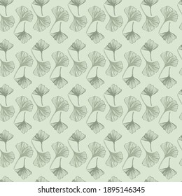 Seamless pattern with ginkgo biloba leaves Vector