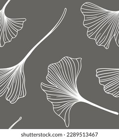 seamless pattern, ginkgo biloba leaves, vector illustration