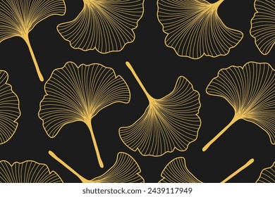 seamless pattern with Ginkgo biloba leaves