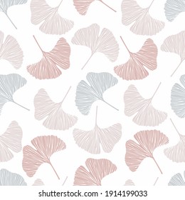 Seamless pattern ginkgo biloba  pastel background design for wallpaper, clothing, wrapping, fabric