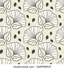 Seamless pattern with ginkgo leaves. 