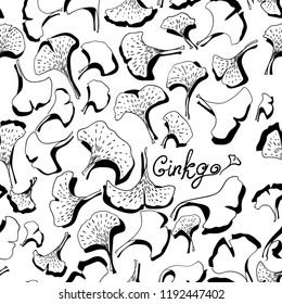 Seamless pattern with ginkgo leaves