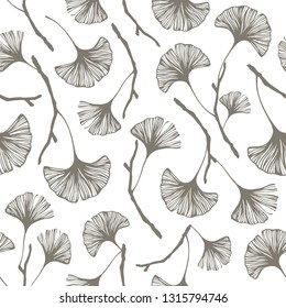 Seamless pattern with ginkgo leaves.