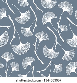 Seamless pattern with ginkgo leaves.