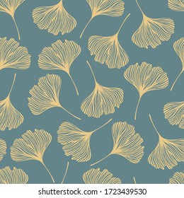 Seamless pattern with ginkgo leaves.