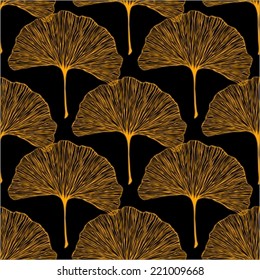 Seamless pattern with ginkgo leaves