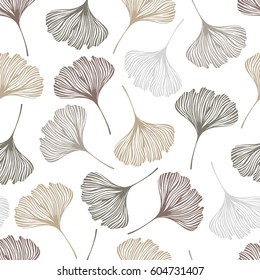 Seamless pattern with ginkgo leaves.