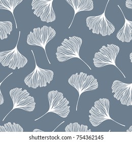 Seamless pattern with ginkgo leaves.