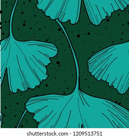 Seamless pattern with ginkgo leaves. Simple stylish pattern. Freehand drawing, vector.