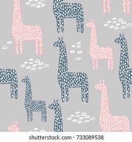 Seamless pattern with giraffe. Childish texture for fabric, textile. Vector background