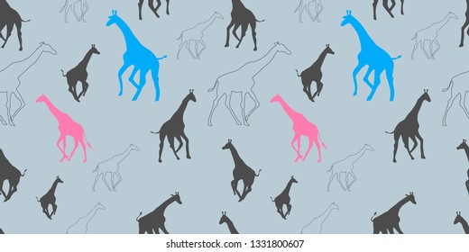Seamless pattern giraffe colored background, interesting coloring giraffe for wallpapers, textiles 
