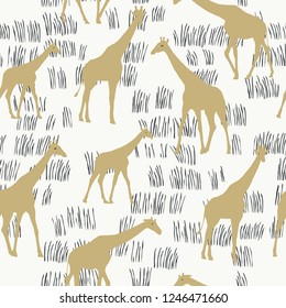 Seamless pattern with giraffe. Scandinavian style. Perfect for kids fabric, textile, nursery wallpaper.