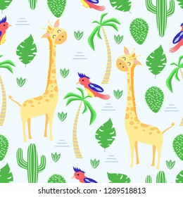 seamless pattern with giraffe in Scandinavian style - vector illustration, eps