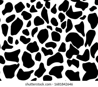 Seamless pattern of giraffe skin. Black geometric endless texture on the transparent background. For decoration, print, design interiors.